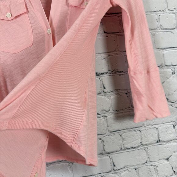 Standard James Perse Sheer Slub Side Panel Shirt Top Pink Peach US M - Picture 5 of 8